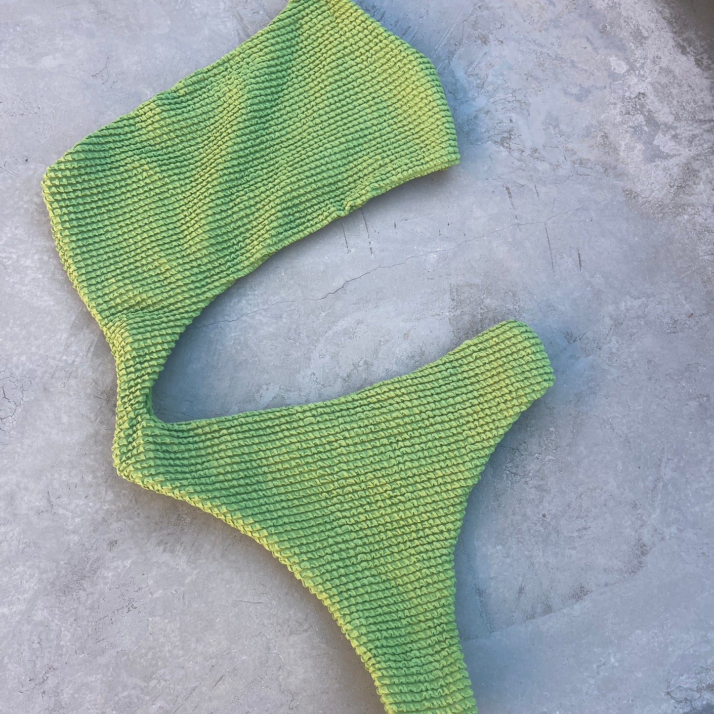 Matcha Green Textured Silvia One Piece Swimwear