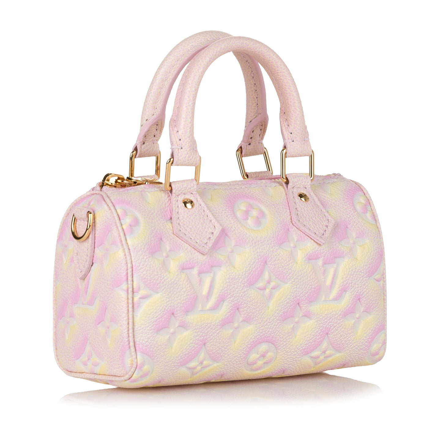 Pre-Owned Authenticated Louis Vuitton Summer Stardust Nano Speedy Monogram Empreinte Leather Pink Boston Bag Top HandleBag Unisex (Good)
