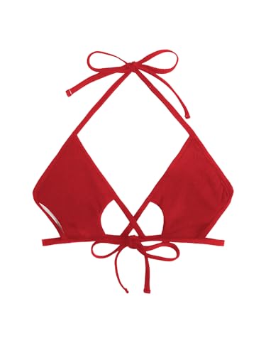 Verdusa Women's Cut Out Tie Knot Halter Swimwear Triangle Bikini Top