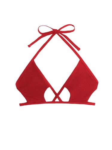 Verdusa Women's Cut Out Tie Knot Halter Swimwear Triangle Bikini Top