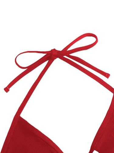 Verdusa Women's Cut Out Tie Knot Halter Swimwear Triangle Bikini Top