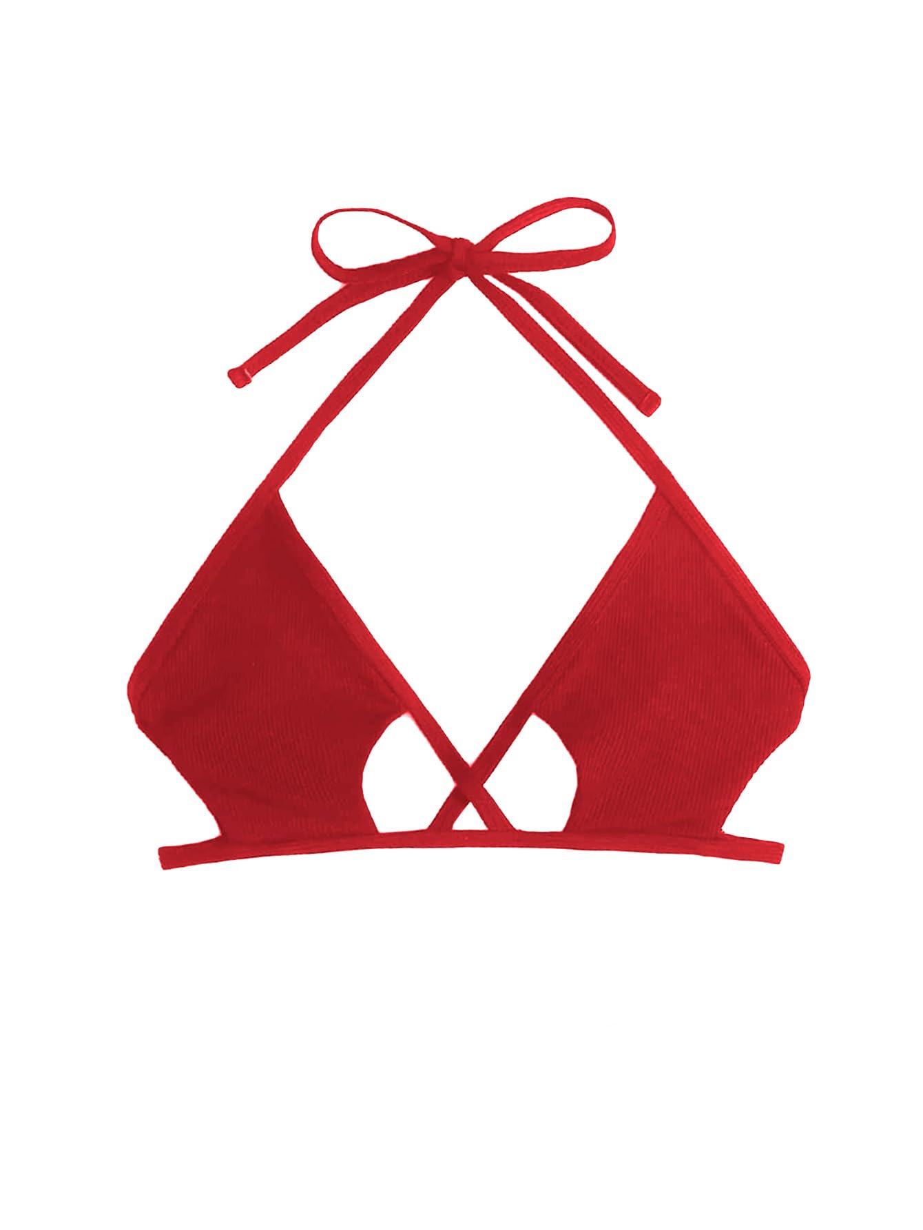 Verdusa Women's Cut Out Tie Knot Halter Swimwear Triangle Bikini Top