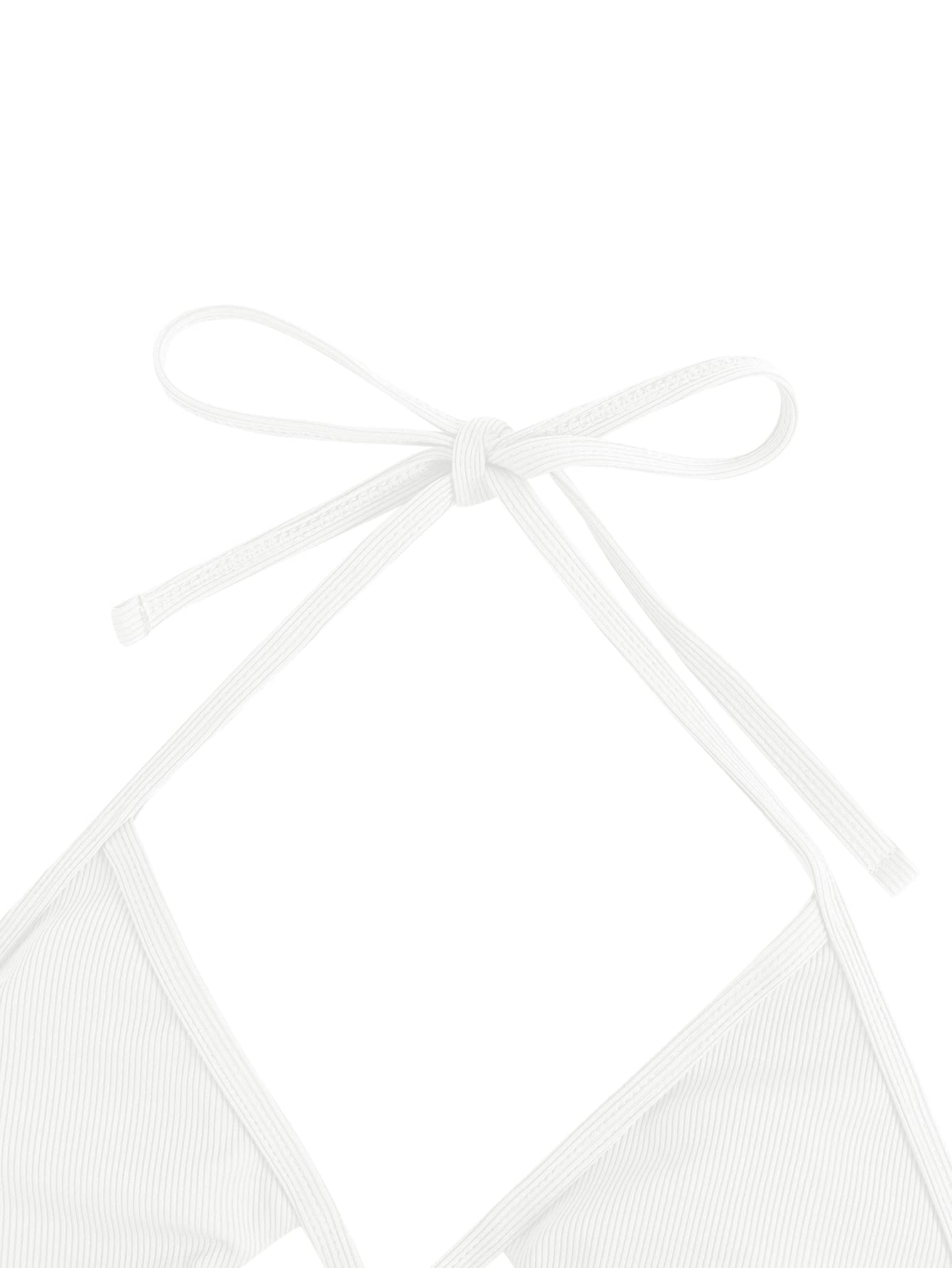 Verdusa Women's Cut Out Tie Knot Halter Swimwear Triangle Bikini Top