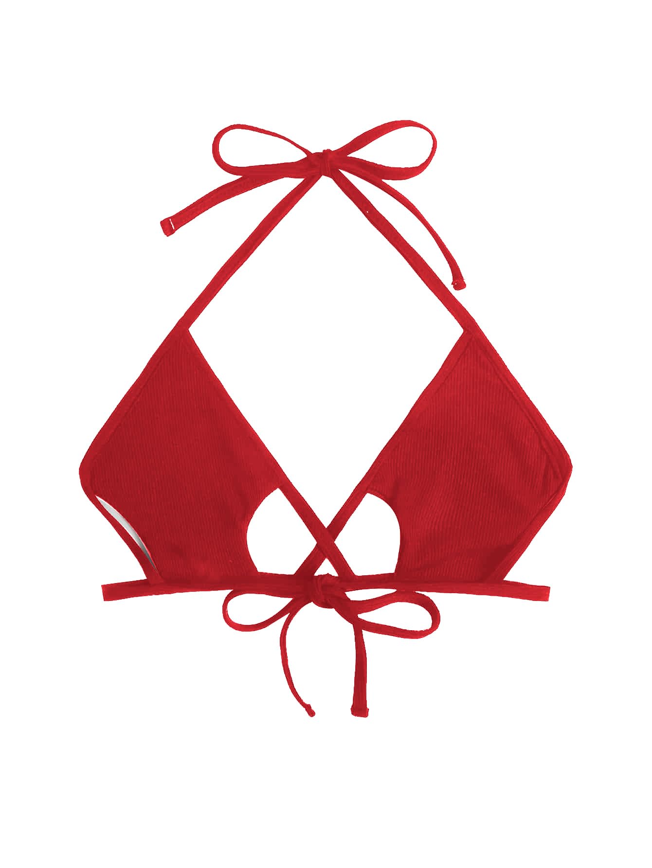 Verdusa Women's Cut Out Tie Knot Halter Swimwear Triangle Bikini Top