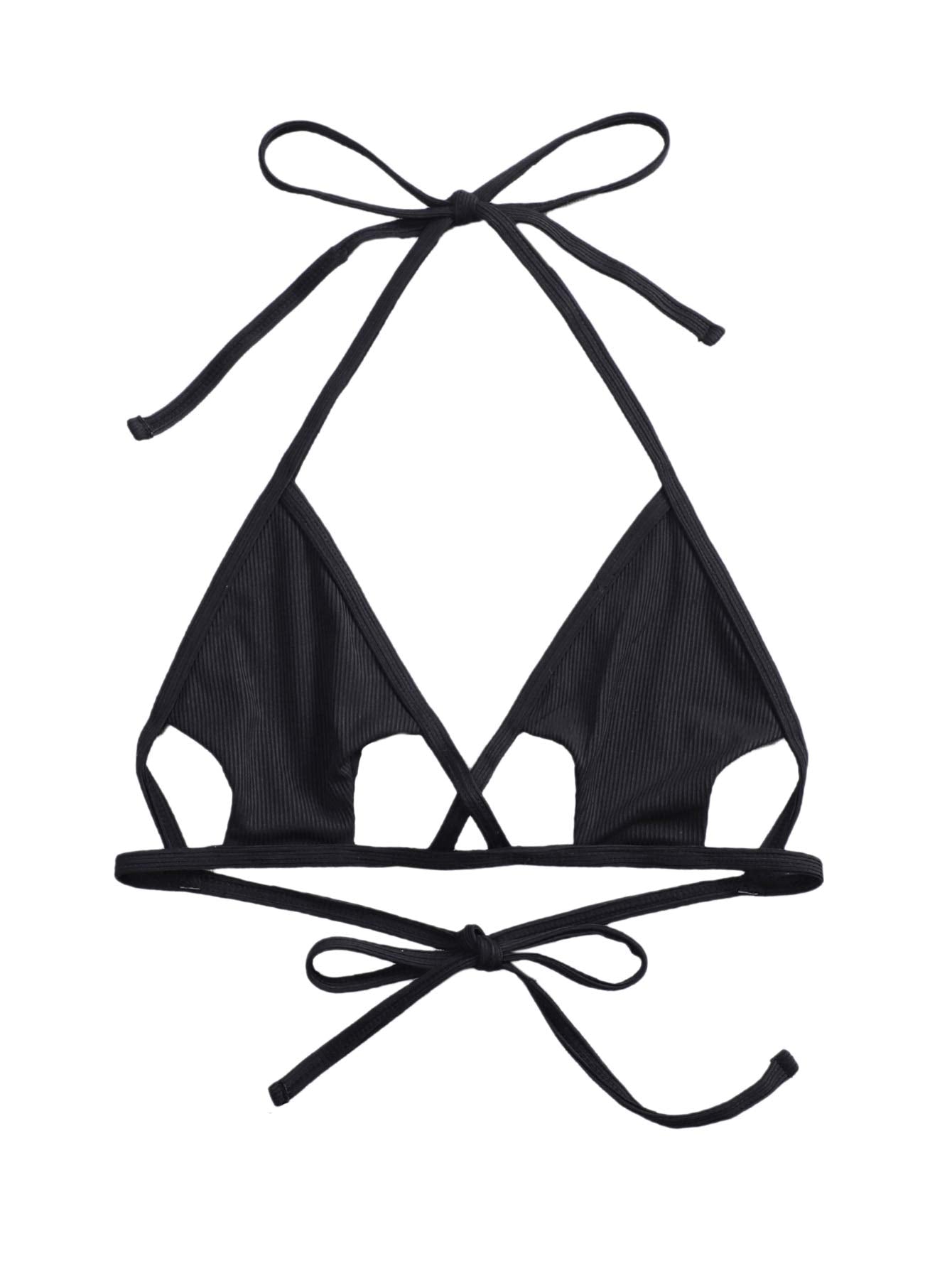 Verdusa Women's Cut Out Tie Knot Halter Swimwear Triangle Bikini Top