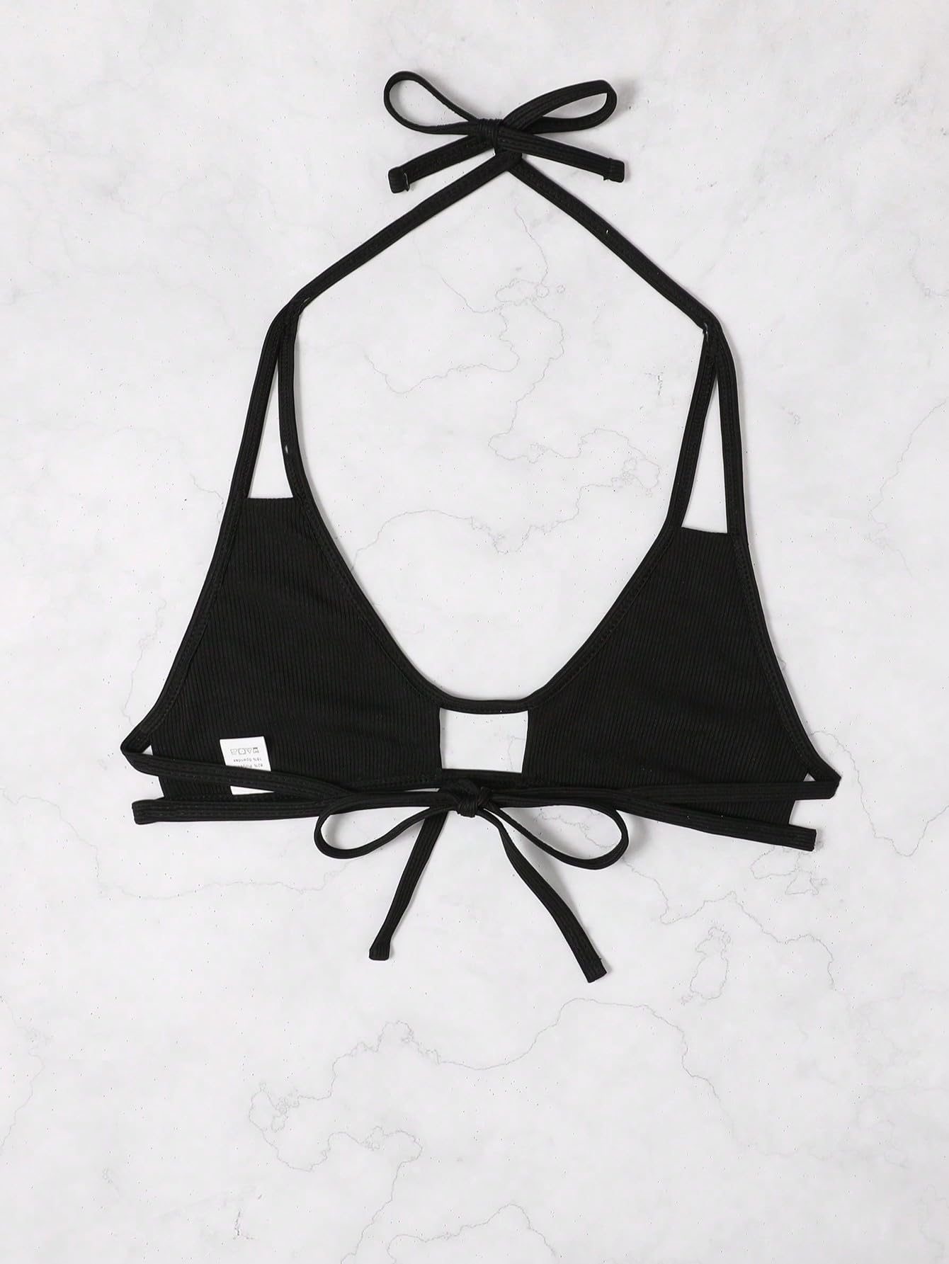 Verdusa Women's Cut Out Tie Knot Halter Swimwear Triangle Bikini Top