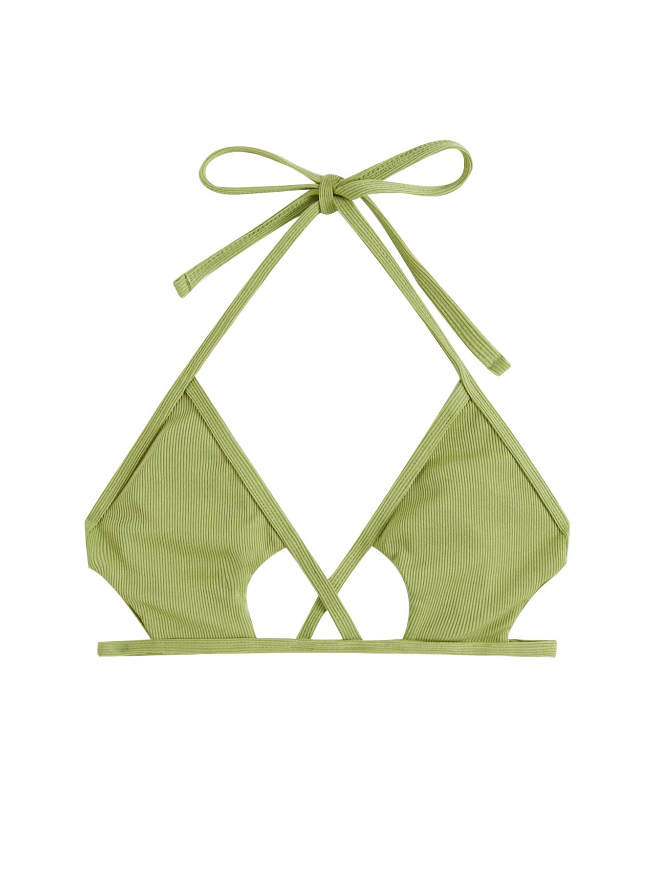 Verdusa Women's Cut Out Tie Knot Halter Swimwear Triangle Bikini Top