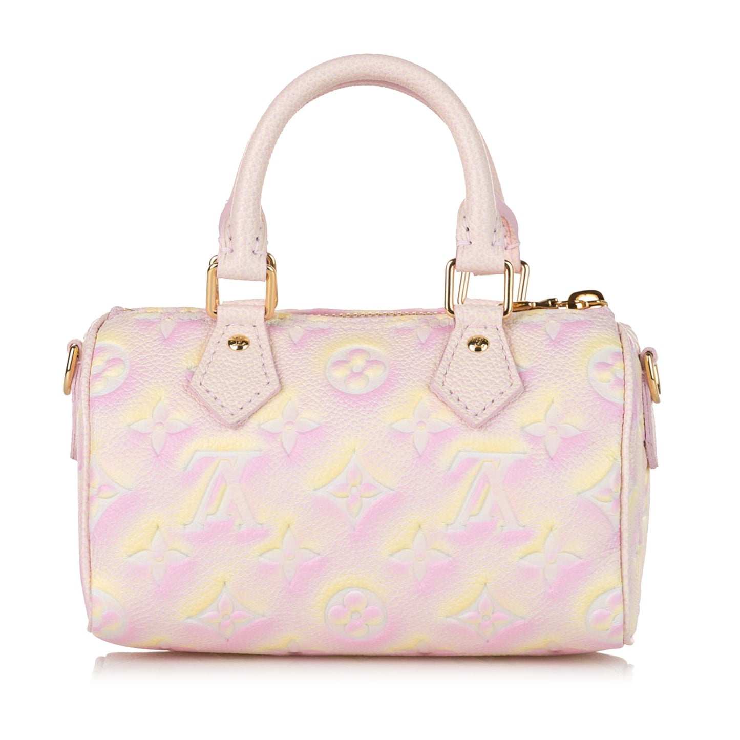 Pre-Owned Authenticated Louis Vuitton Summer Stardust Nano Speedy Monogram Empreinte Leather Pink Boston Bag Top HandleBag Unisex (Good)