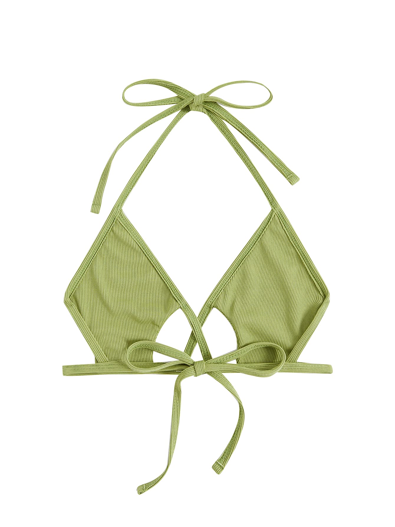 Verdusa Women's Cut Out Tie Knot Halter Swimwear Triangle Bikini Top