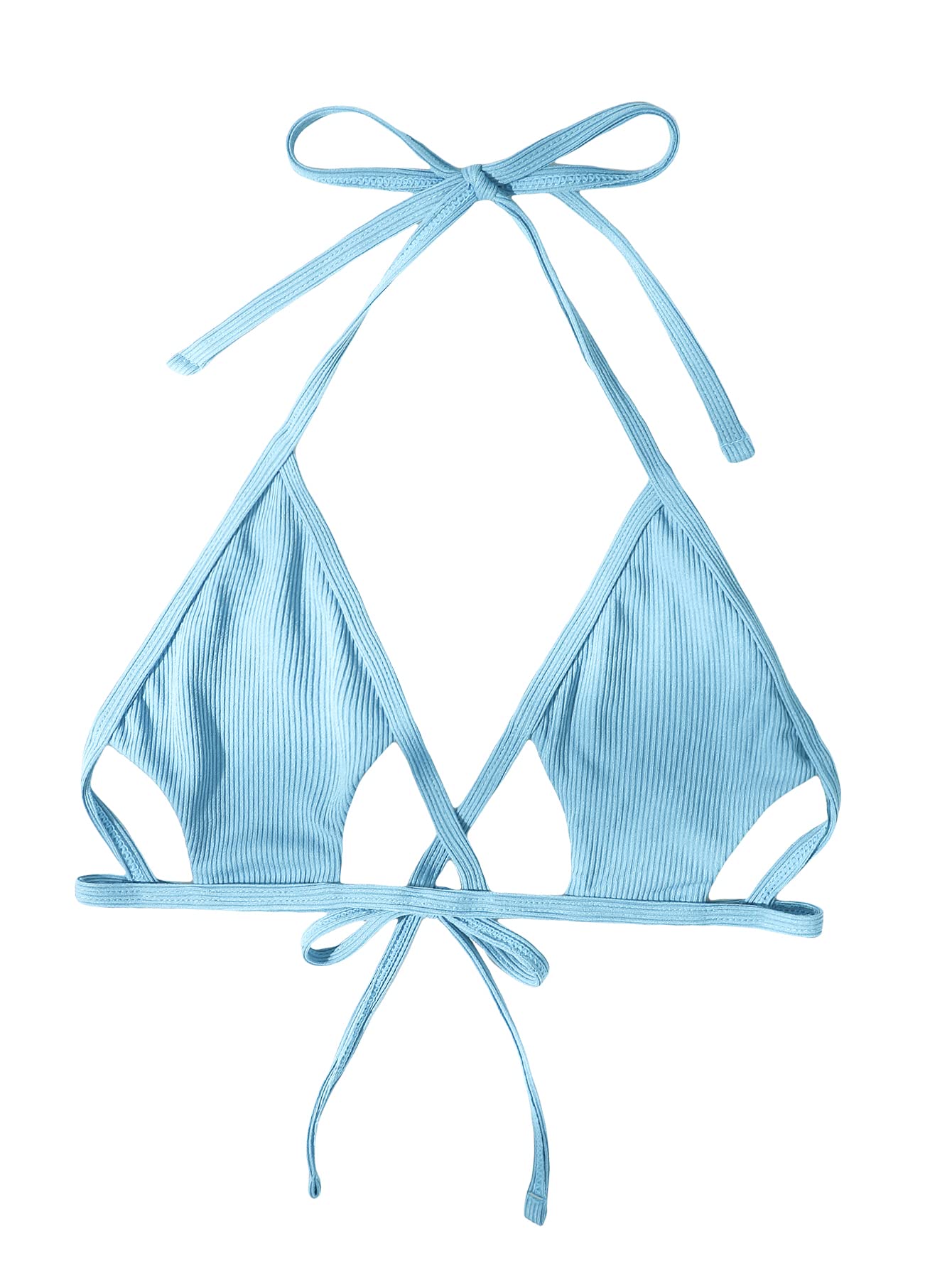 Verdusa Women's Cut Out Tie Knot Halter Swimwear Triangle Bikini Top
