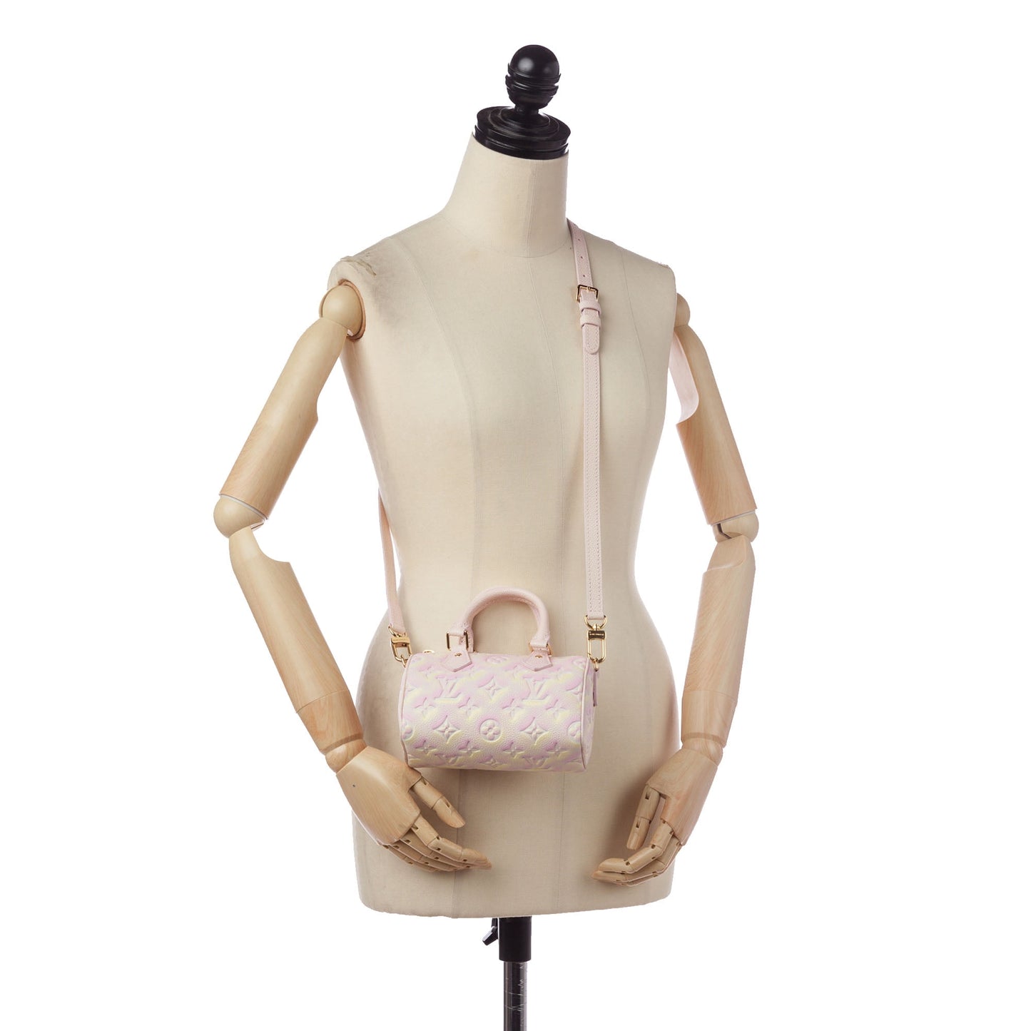 Pre-Owned Authenticated Louis Vuitton Summer Stardust Nano Speedy Monogram Empreinte Leather Pink Boston Bag Top HandleBag Unisex (Good)